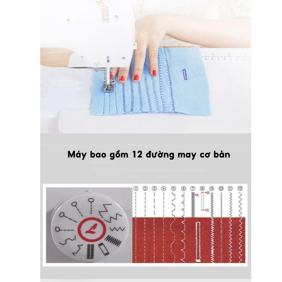 Máy may mini gia đình Famaha UFR 725 12 đường may có vắt sổ thế hệ mới bảo hành 12 tháng 1 đổi 1 trong vòng 7 ngày