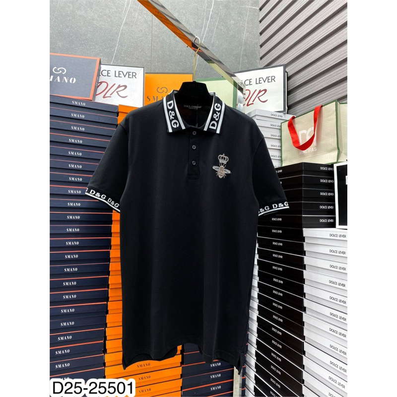 Áo polo nam cotton predimium cổ thêu D.G viền tay siêu đẹp, Áo phông cổ bẻ thêu viền tang ong Cao Cấp