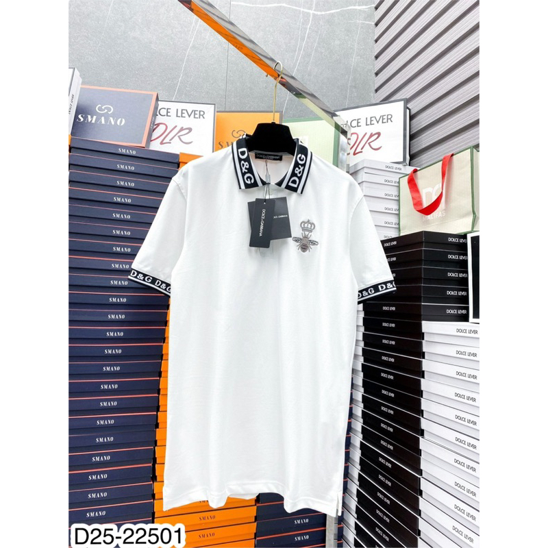 Áo polo nam cotton predimium cổ thêu D.G viền tay siêu đẹp, Áo phông cổ bẻ thêu viền tang ong Cao Cấp