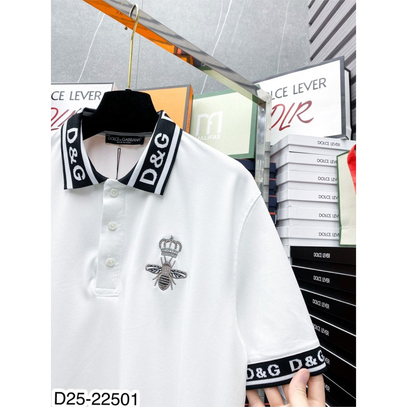 Áo polo nam cotton predimium cổ thêu D.G viền tay siêu đẹp, Áo phông cổ bẻ thêu viền tang ong Cao Cấp