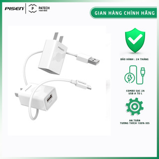 Combo sạc PISEN I Charger 2A kèm cáp USB A to L, model: TS-C122 - Hàng chính hãng, bảo hành 18 tháng
