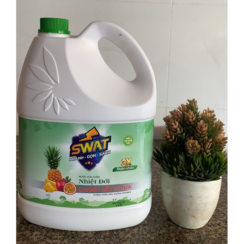 🧸 NƯỚC RỬA CHÉN NHIỆT ĐỚI SWATT mùi Chanh dây và dứa Sạch bóng vết dầu mỡ X3 thiên nhiên