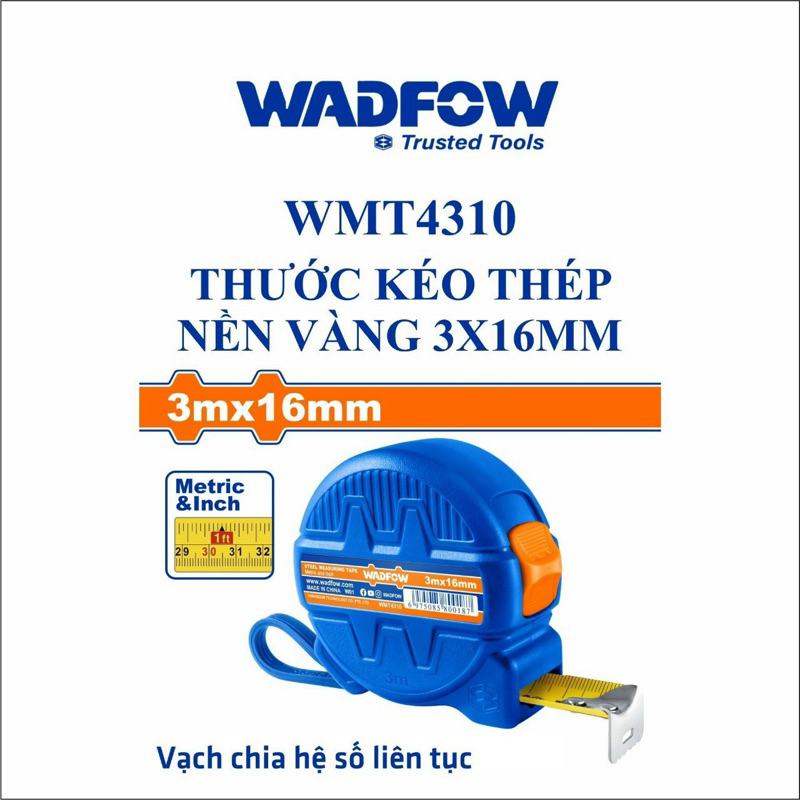 Thước kéo thép nền vàng 3mét  WADFOW WMT4310
