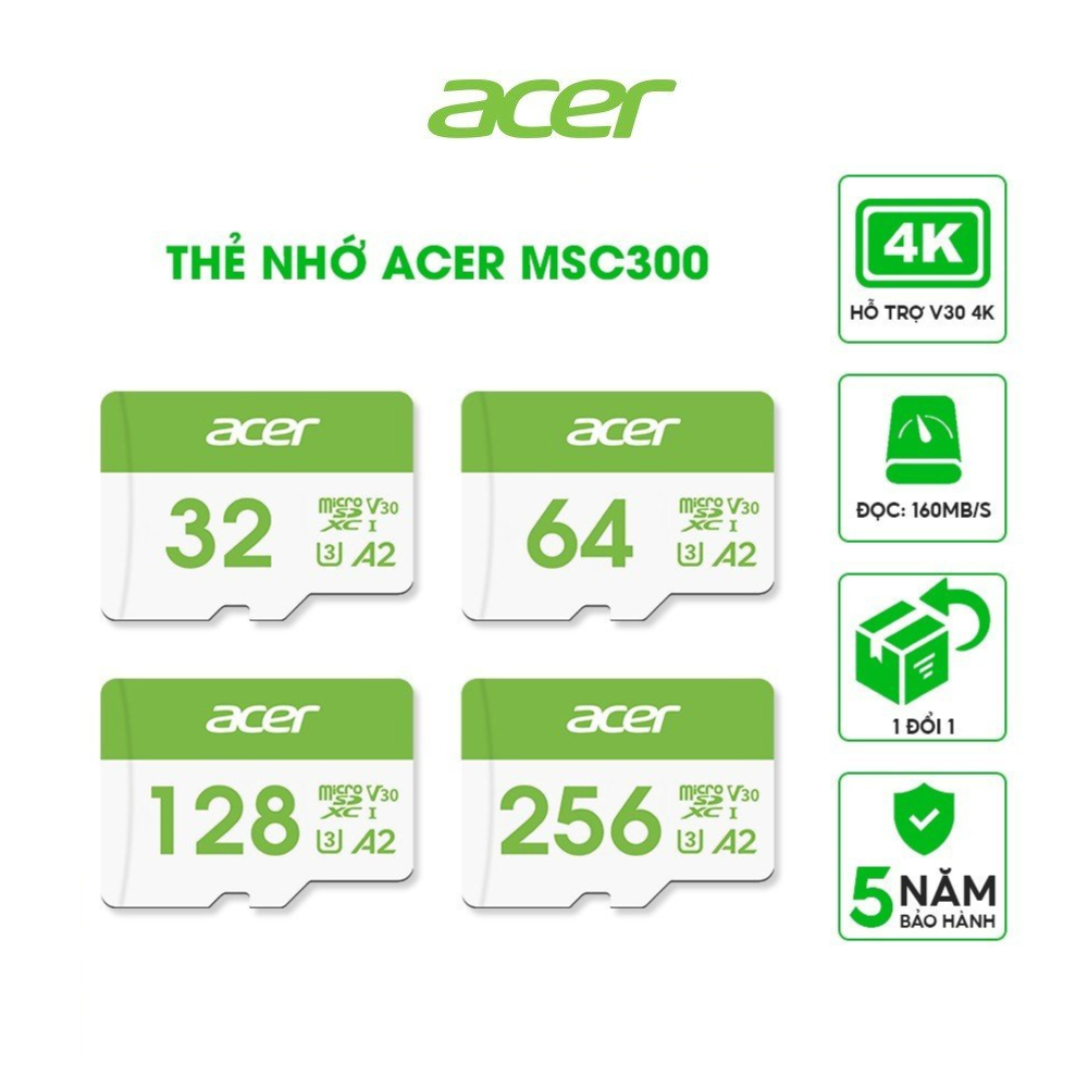 [Mã BMLTB35 giảm đến 35K đơn 99K] Thẻ Nhớ Acer MSC300 Quay Video 4K Chính Hãng