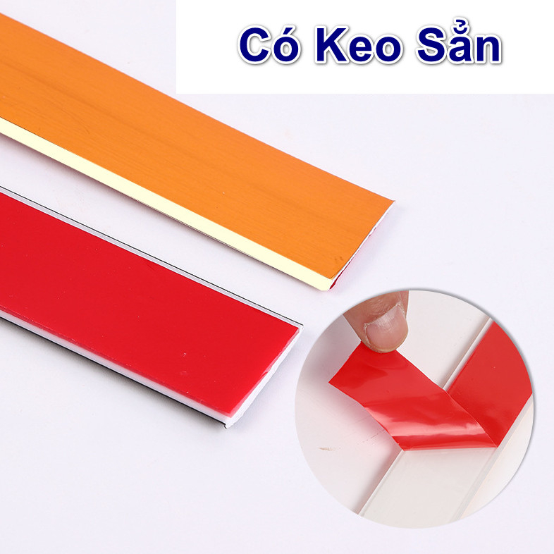 Cuộn Dây Dán PVC Viền Dạng Phẳng Trang Trí Màu Vàng, Bạc