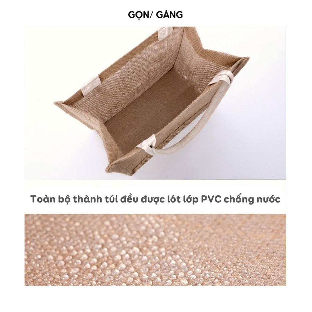 Túi cói túi đựng quần áo màu trơn form cứng túi vải bố Vintage đứng form chống nước đi biển đi làm có quai đeo Gọn Gàng