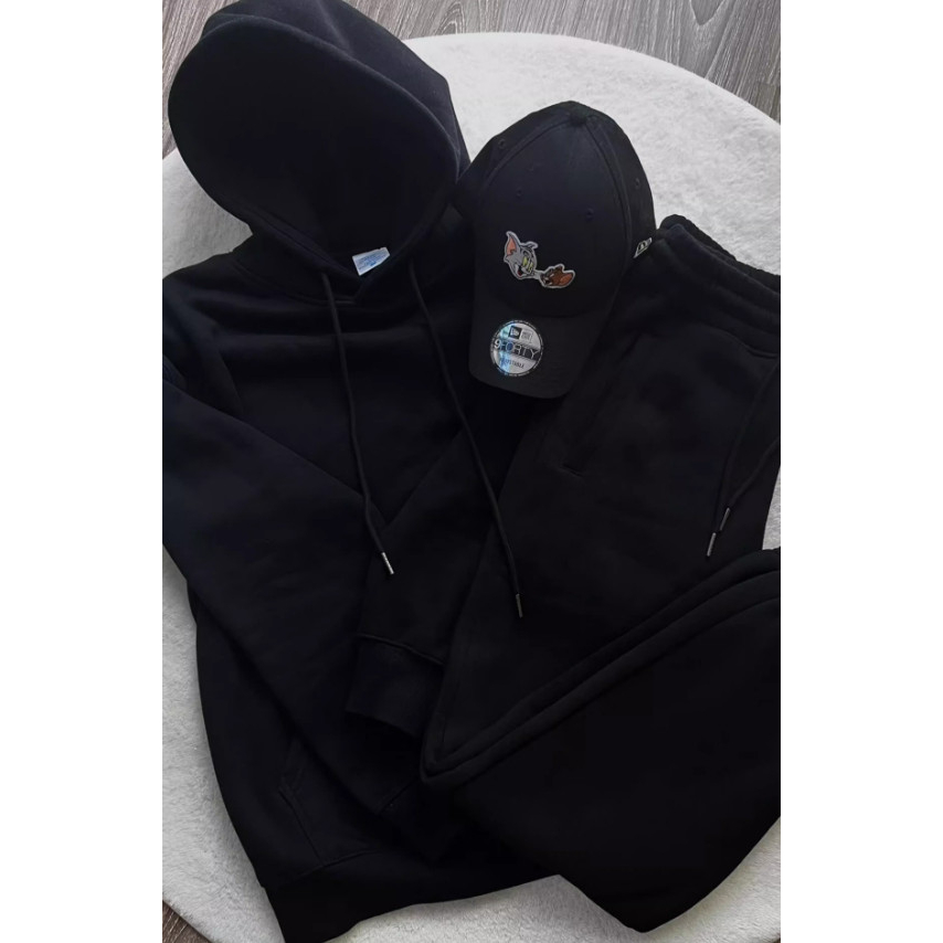Bộ Nỉ Hoodie Trơn Mũ 2 Lớp Form Rộng Hot Trend Giới Trẻ Nam Nữ Unisex, Set Nỉ Bông 2 Lớp Dày Dặn Ấm Áp