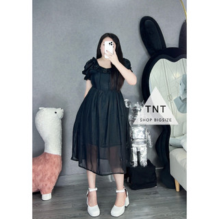 ĐẦM MIDI VIỀN CỔ HOA [TNT SHOP BIGSIZE 60KG 90KG]