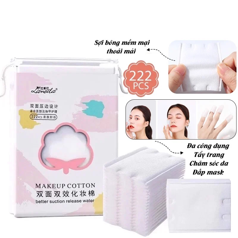 Combo Bông Tẩy Trang Lameila Makeup Cotton - 222 Miếng, 50 Miếng