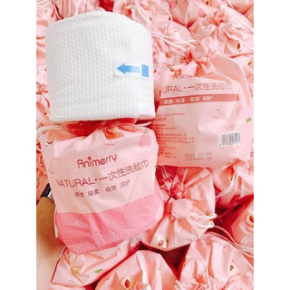 Cuộn khăn hồng dùng 1 lần, khăn lau mặt dùng 1 lần cotton animerry cao cấp, khăn lau mặt khô