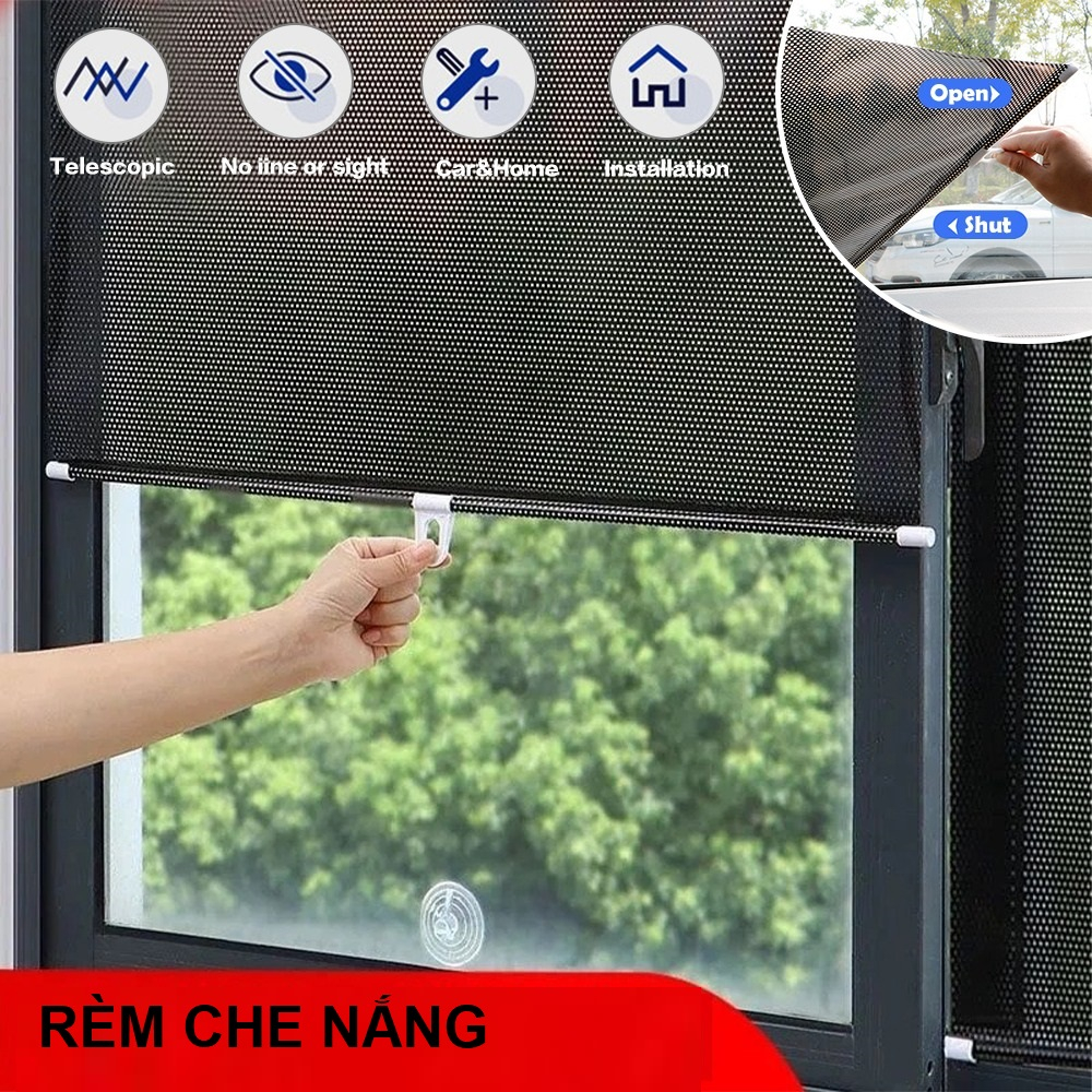 Rèm cuốn che nắng chống tia UV tự cuốn, rèm che nắng dán cửa kính, xe hơi không cần khoan 125x58cm, rèm dán cửa sổ | BigBuy360 - bigbuy360.vn