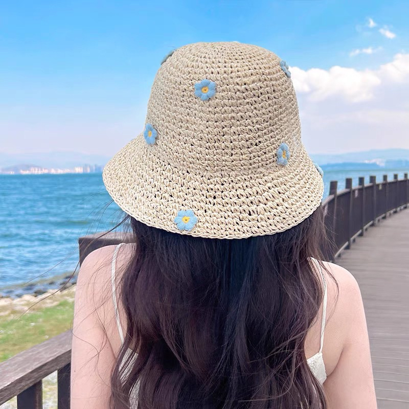 Mũ cói  mềm đi biển phong cách vintage thêu hoa siêu dễ thương xinh xắn 😍