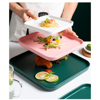 (SALE XẢ KHO) Đĩa vuông phẳng phong cách Bắc Âu, đĩa sứ vuông màu pastel - Đĩa sứ cao cấp, hàng xuất Âu