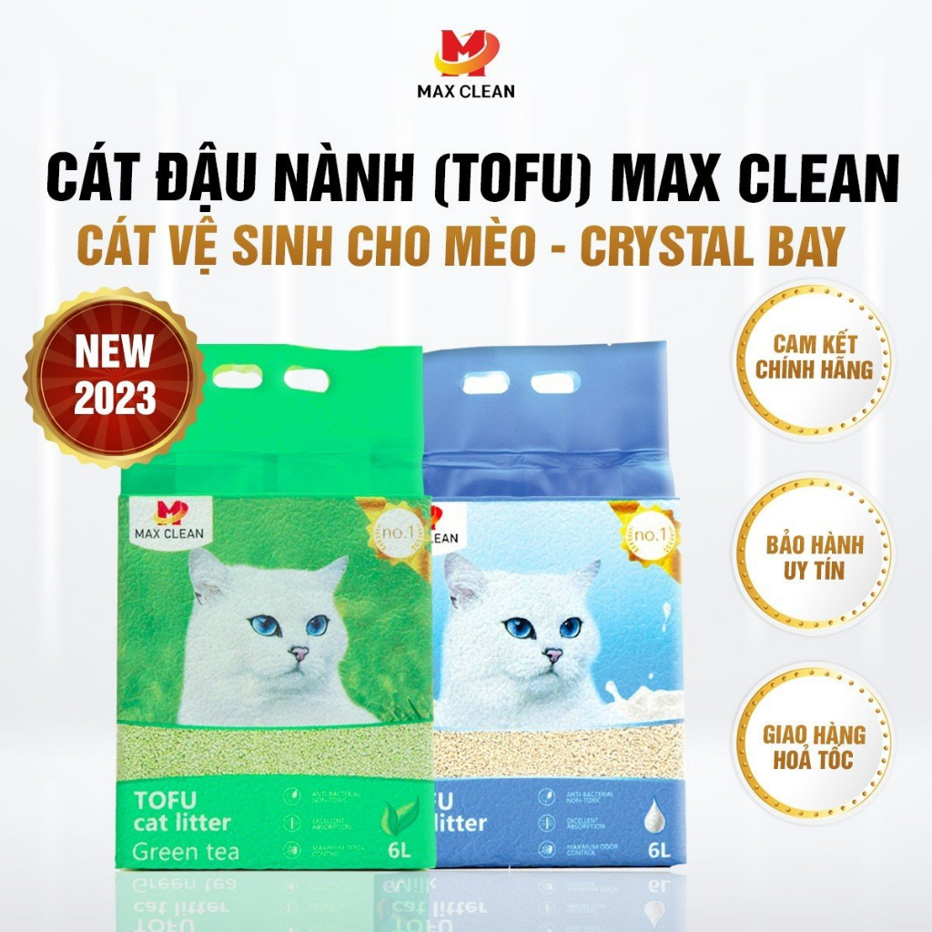 Cát đậu nành Max Clean túi 6L - 2.5Kg hương sữa, trà xanh