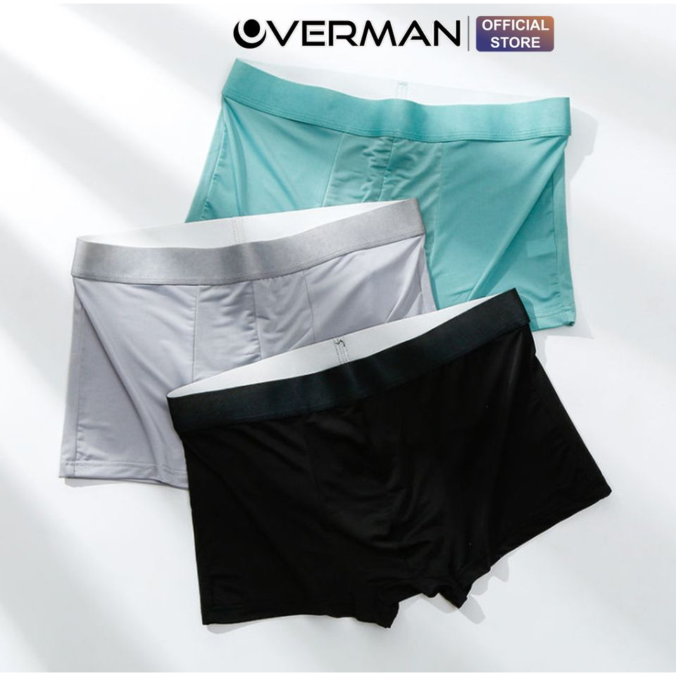 Quần lót nam boxer lụa băng siêu mịn, quần sịp nam cạp to co dãn 4 chiều cao cấp SL02 - OVERMAN