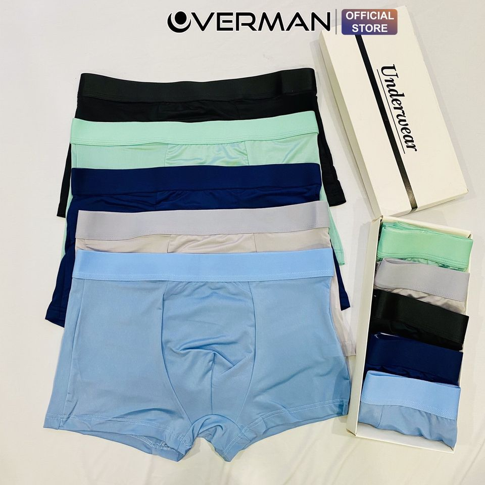 Quần lót nam boxer lụa băng siêu mịn, quần sịp nam cạp to co dãn 4 chiều cao cấp SL02 - OVERMAN