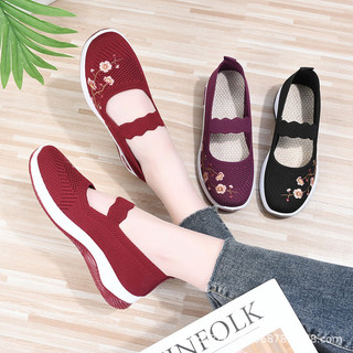 Giày thể thao nữ cổ thấp giày sneaker thêu hoa giày cho bà cho mẹ trung tuổi
