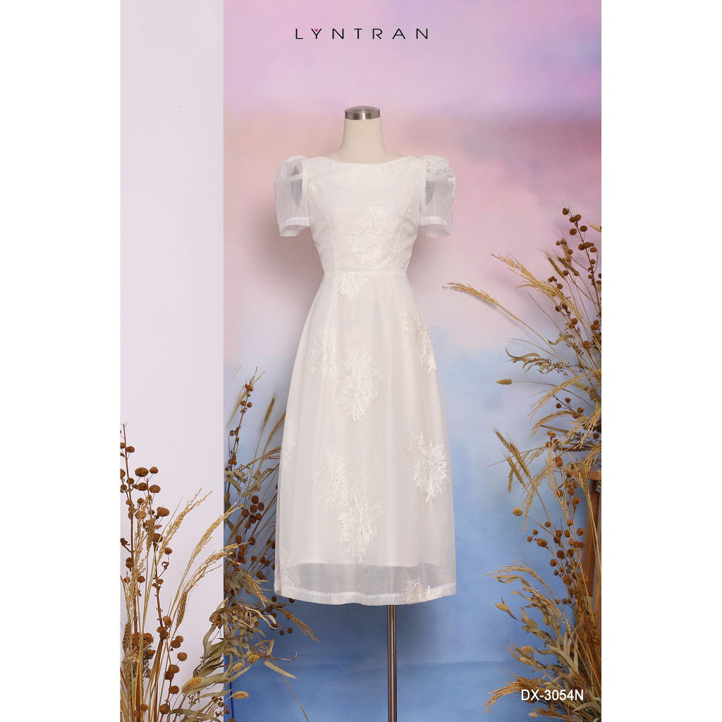 Váy xòe LYN TRAN DX-3054N hoạ tiết tay bồng Chất Tơ Ovanza Mềm Mịn