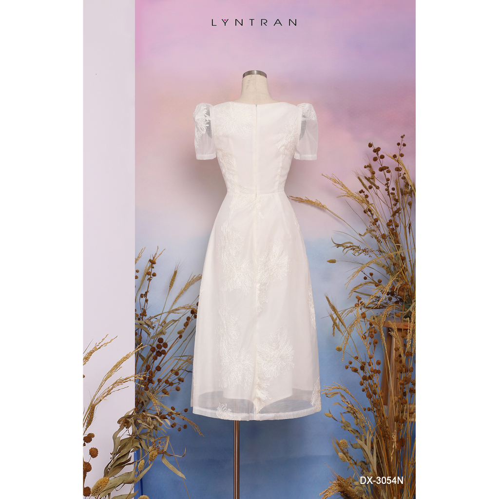 Váy xòe LYN TRAN DX-3054N hoạ tiết tay bồng Chất Tơ Ovanza Mềm Mịn