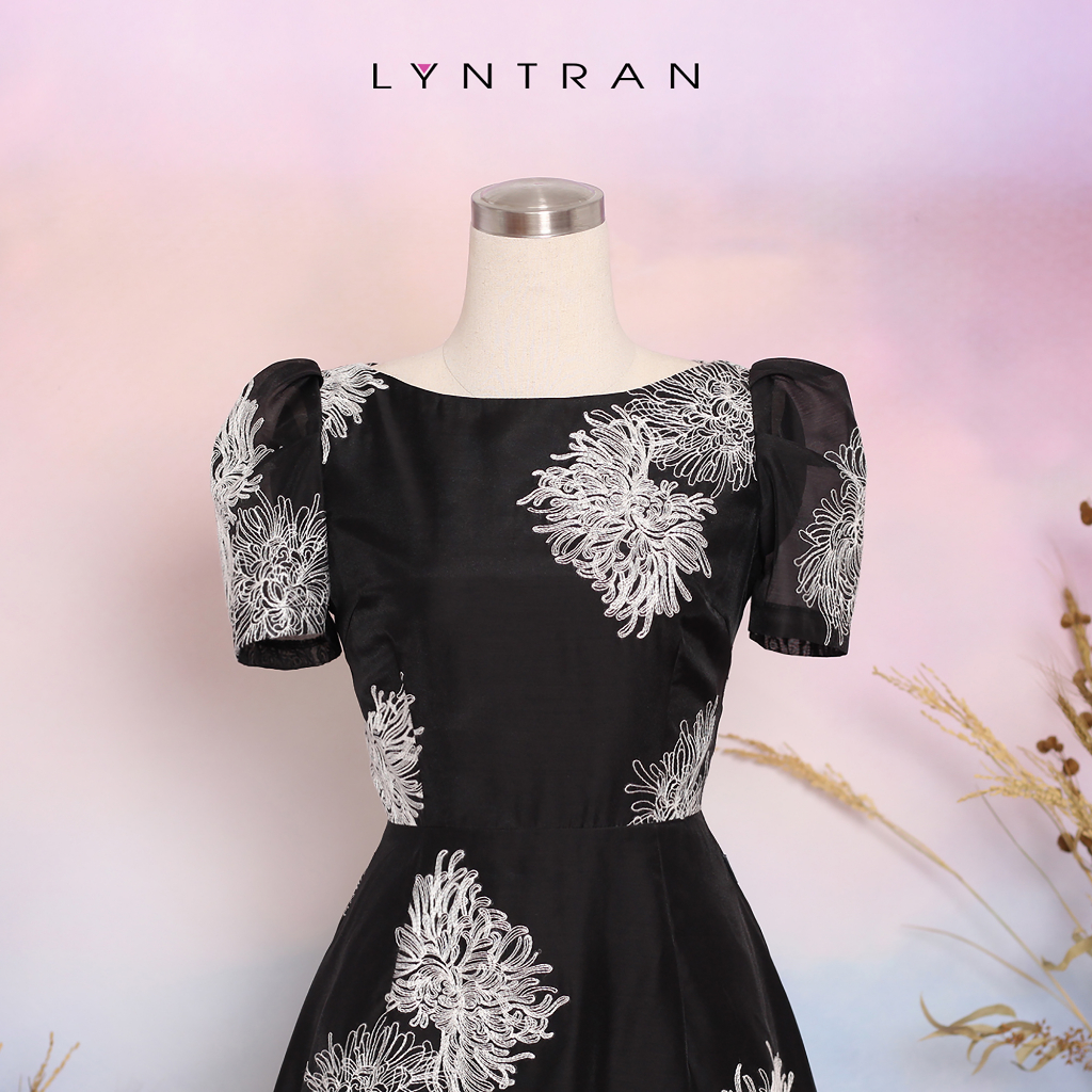 Váy xòe LYN TRAN DX-3054N hoạ tiết tay bồng Chất Tơ Ovanza Mềm Mịn