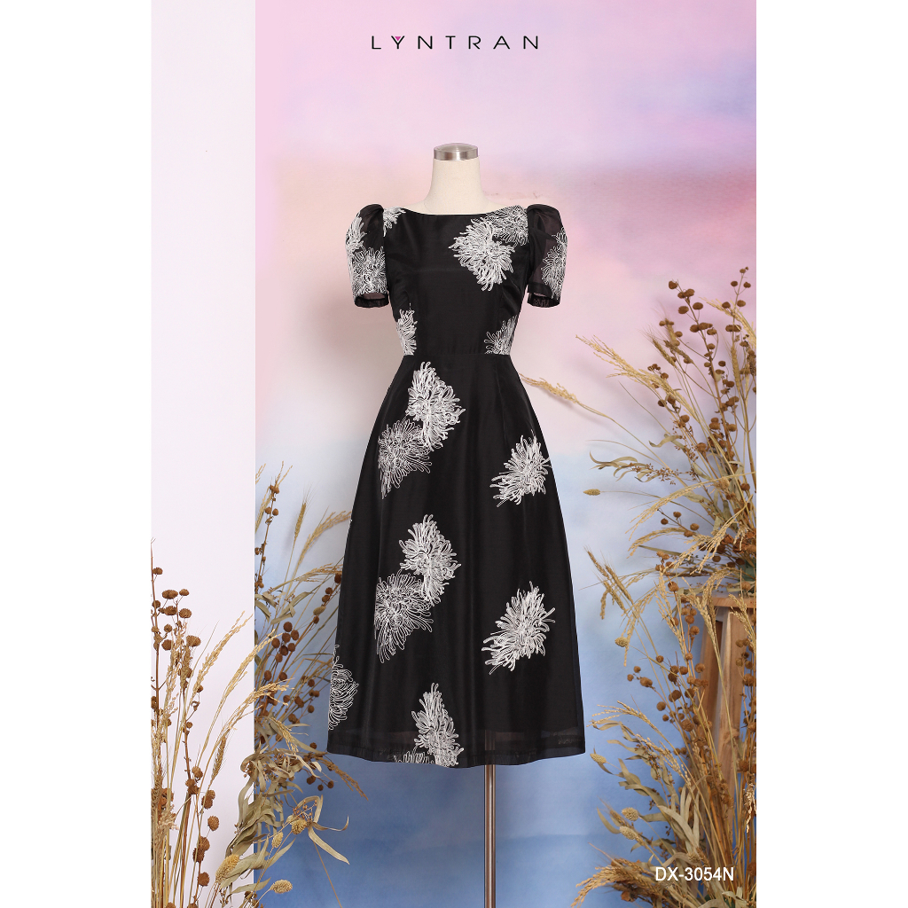 Váy xòe LYN TRAN DX-3054N hoạ tiết tay bồng Chất Tơ Ovanza Mềm Mịn