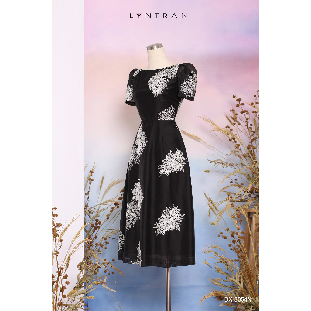 Váy xòe LYN TRAN DX-3054N hoạ tiết tay bồng Chất Tơ Ovanza Mềm Mịn