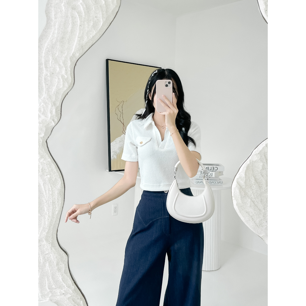 Quần dài tây chạy chỉ zíc zắc 1 line , dây kéo trước chất cotton giả denim  GO4438