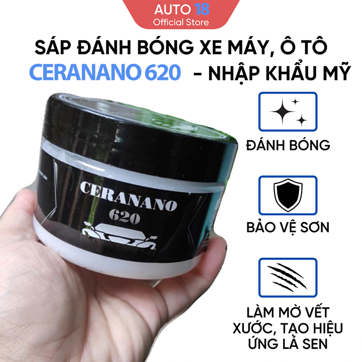 Sáp Phủ Bóng Sơn Ô tô, Xe Máy CERANANO620 Làm Đẹp Xe - Đánh Bóng Sơn Xe Chống Bụi Bẩn Kèm Khăn Lau