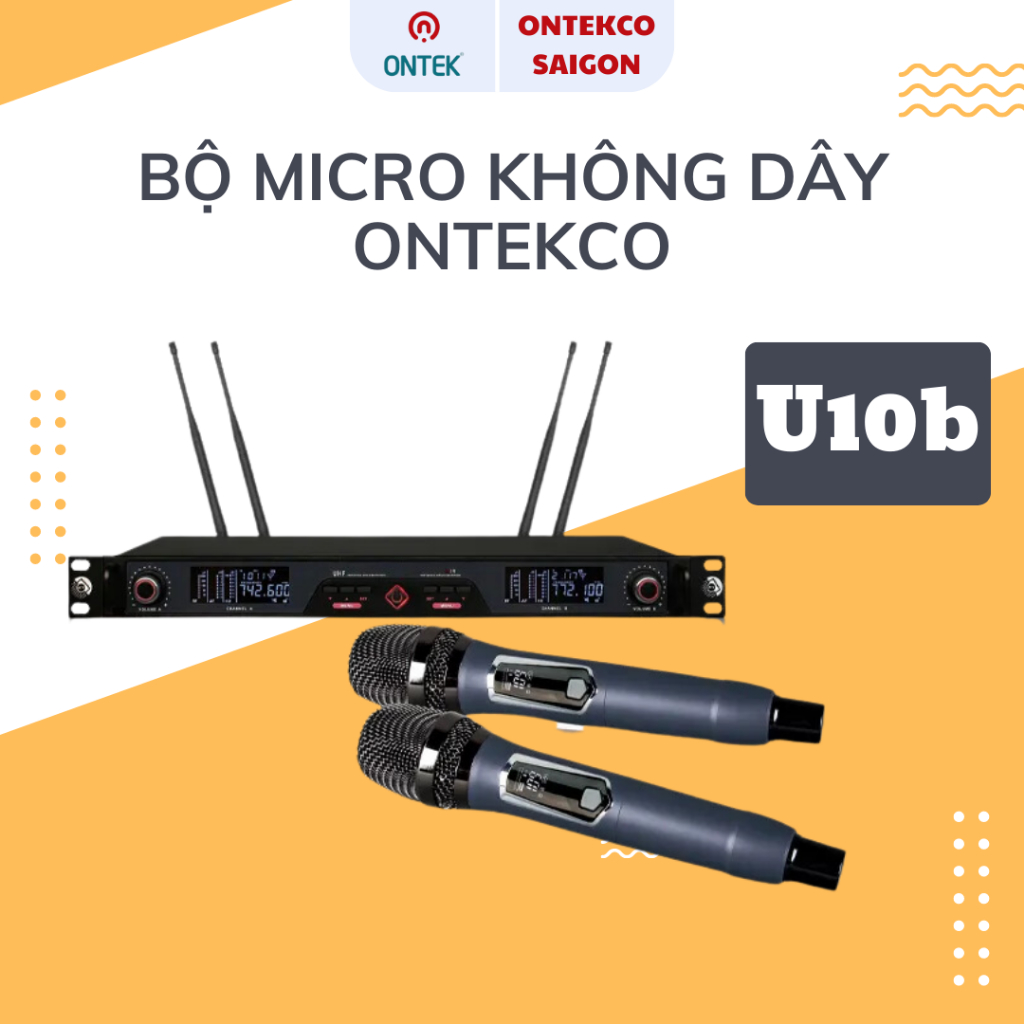 Bộ micro không dây ONTEKCO U10b hát karaoke chuyên nghiệp cao cấp chính hãng bảo hành 24 tháng