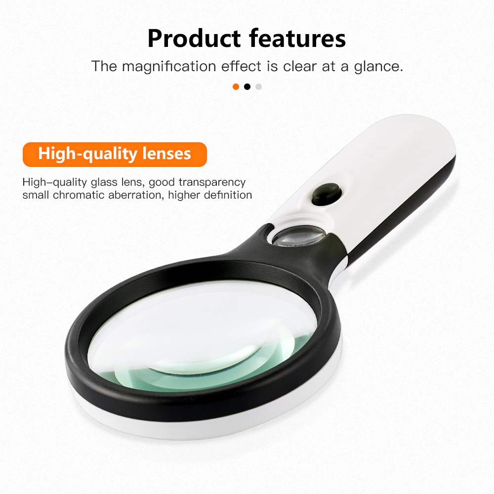 【HCM】3 LED Light 45X Đọc sách cầm tay Kính lúp Ống kính Trang sức Đồng hồ Loupe