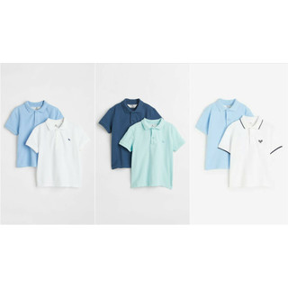 Set 2 áo polo xanh trắng 1031731001 HM H&M_hàng chính hãng authentic