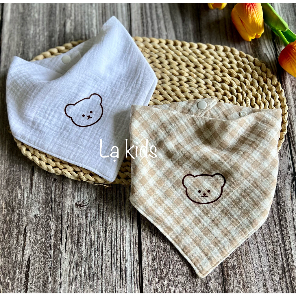 Set 2 yếm xô muslin 4 lớp cho bé,