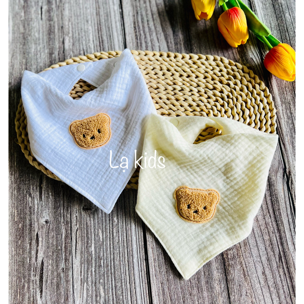 Set 2 yếm xô muslin 4 lớp cho bé,