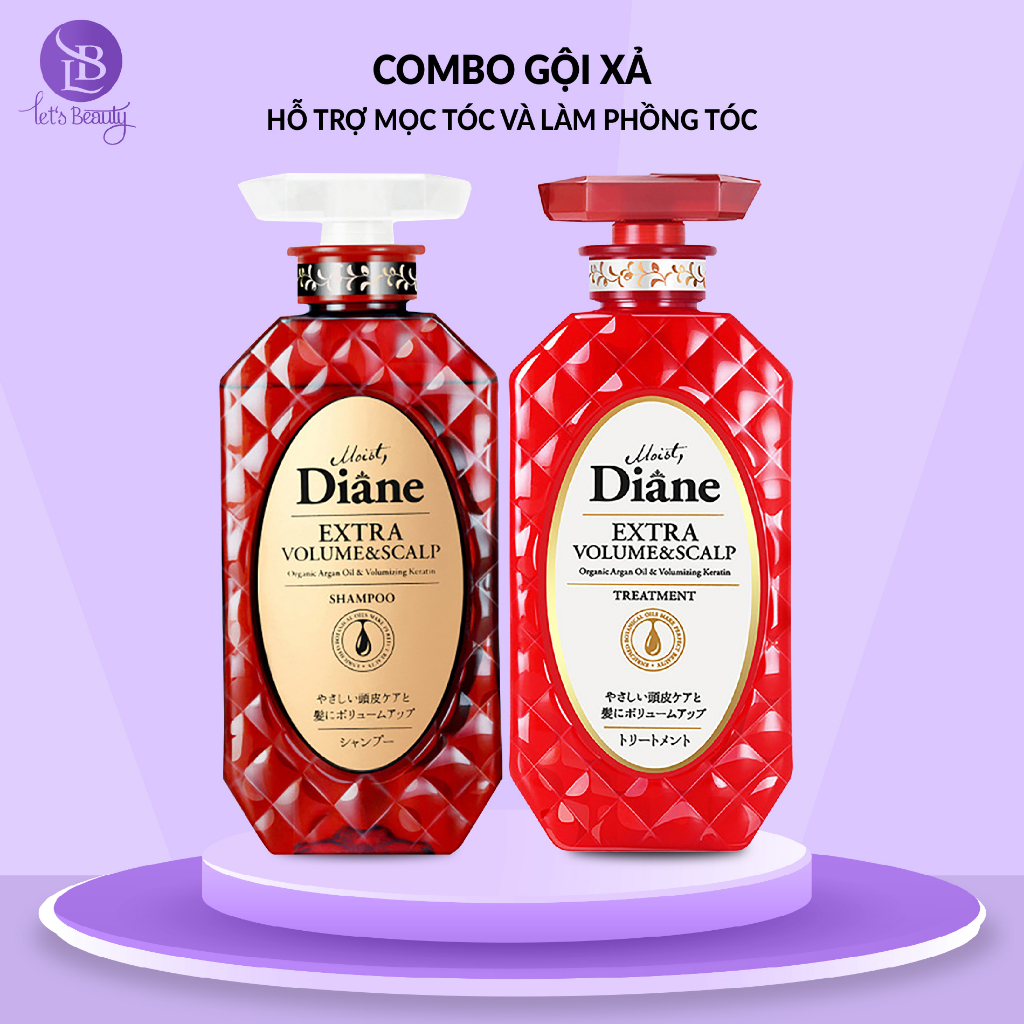 Cặp dầu gội xả hỗ trợ mọc tóc và làm phồng tóc Moist Diane Extra Volume & Scalp Nhật Bản dành cho tóc mỏng, rụng 450ml