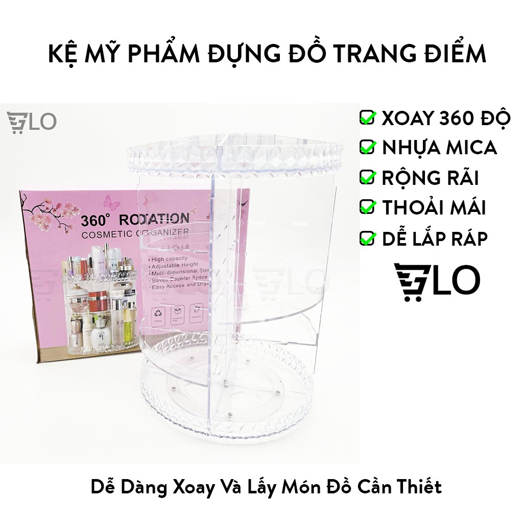 Hộp Đựng Đồ Trang Điểm Kệ Mỹ Phẩm Trang Điểm Xoay 360 Độ Mica Giúp Góc Làm Đẹp Thêm Gọn Gàng Sang Trọng Bảo Hành 1 Đổi 1 Trên Toàn Quốc