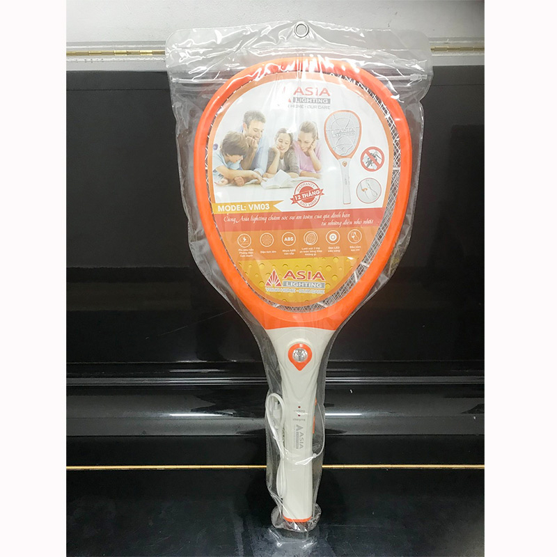 Vợt muỗi và côn trùng cao cấp Asia Lighting M03, pin sạc, 3 lớp lưới dày và mau, bảo hành 1 năm đổi 