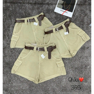 Quần short jean - Kaki túi hộp tặng kèm thắt lưng