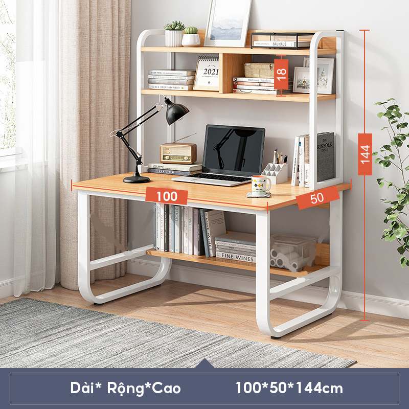 Bàn học gỗ mdf kích thước lớn mẫu mới nhất hiện nay, bàn làm việc máy tính chân uốn cong cách điệu thiết kế mới lạ