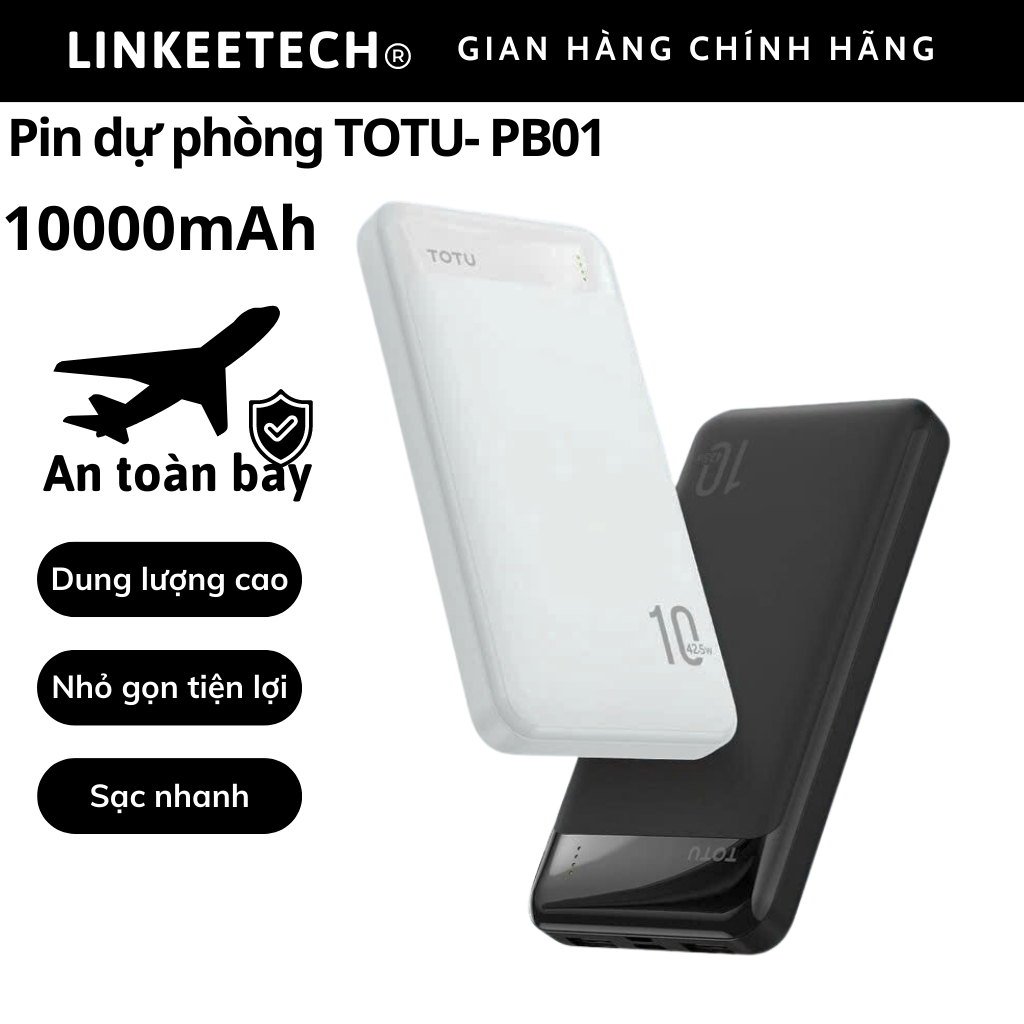Pin sạc dự phòng 10000mAh ToTu PB-1 có sạc nhanh PD 20W và siêu nhanh 22,5W Linkeetech