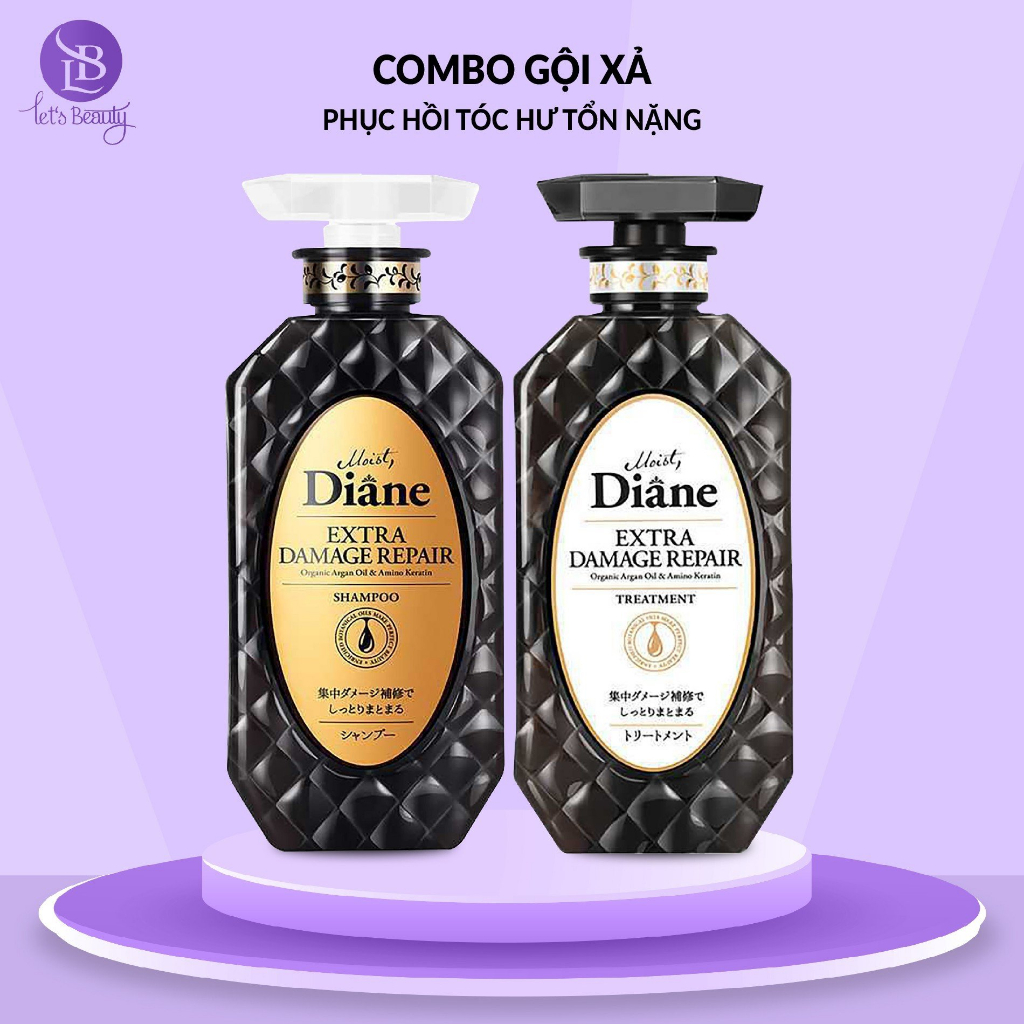 Cặp dầu gội xả phục hồi tóc hư tổn nặng Moist Diane Extra Damage Repair Nhật Bản dành cho tóc khô xơ, chẻ ngọn - 450ml