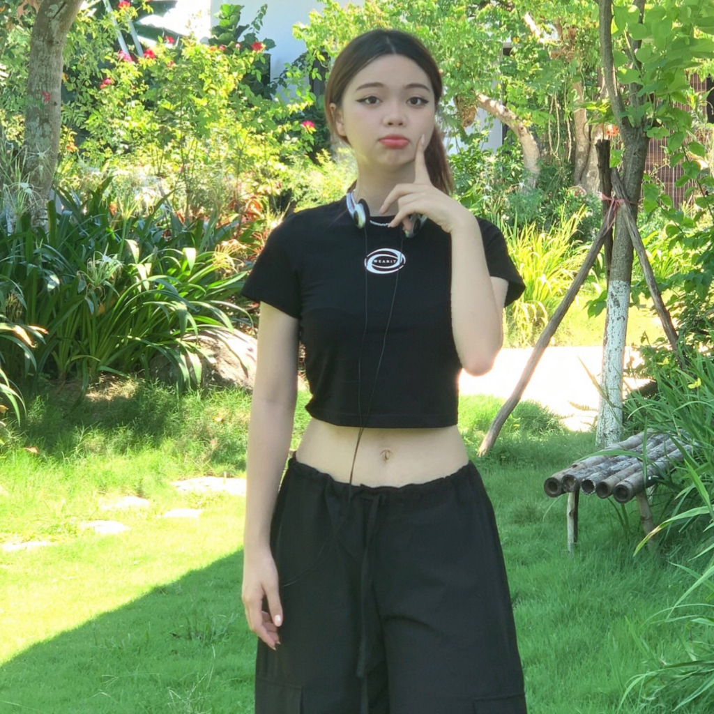 Áo croptop wearit cotton co dãn bốn chiều thoáng mát, thiết kế basic, form dáng fit