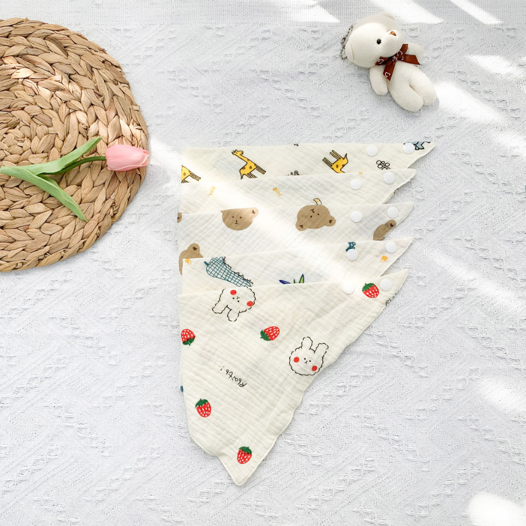 Khăn Yếm Xô Tam Giác Yếm Cổ Cho Bé Sơ Sinh Có Cúc Bấm Điều Chỉnh Tiện Lợi - 332