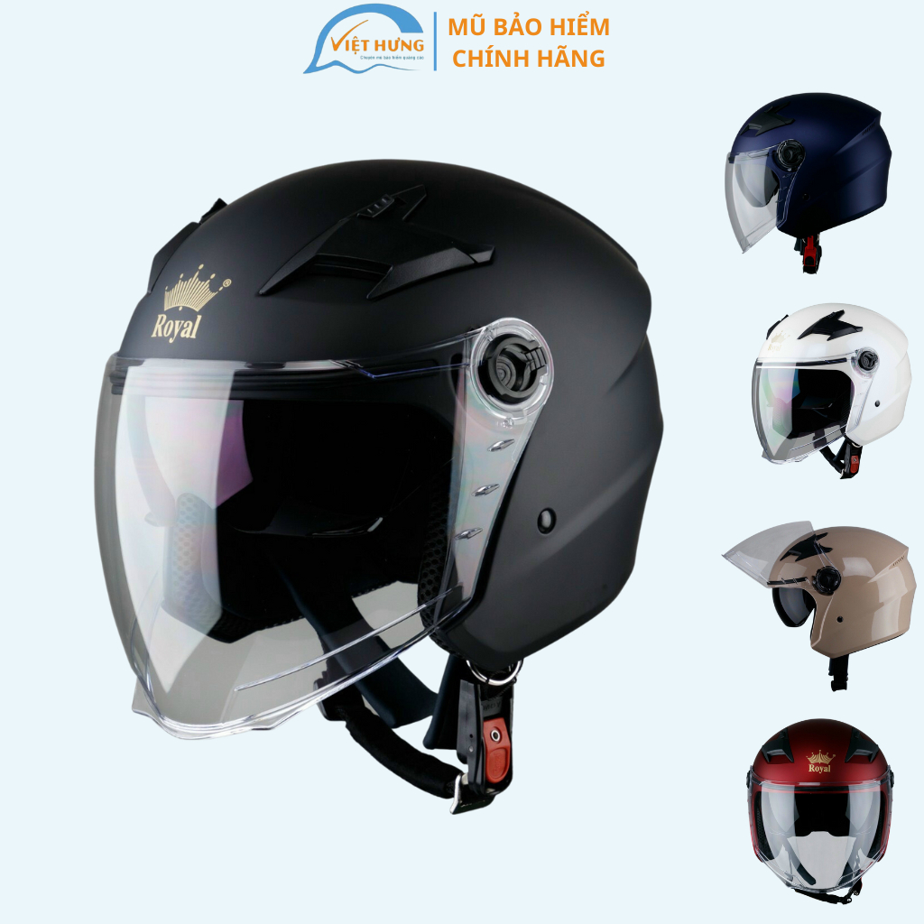Mũ Bảo Hiểm Trùm 3/4 Đầu - ROYAL M268 - 2 KÍNH - Hàng chính hãng - Bảo hành 12 tháng