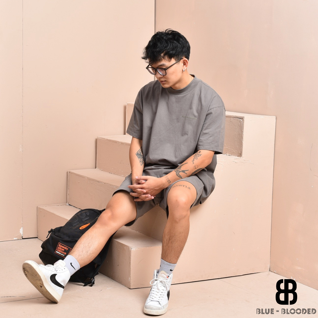 Áo Thun Local Brand Blue Blooded Unisex,Cổ Cao, Phông Cộc Tay Form Rộng, Chất Cotton thoáng mát