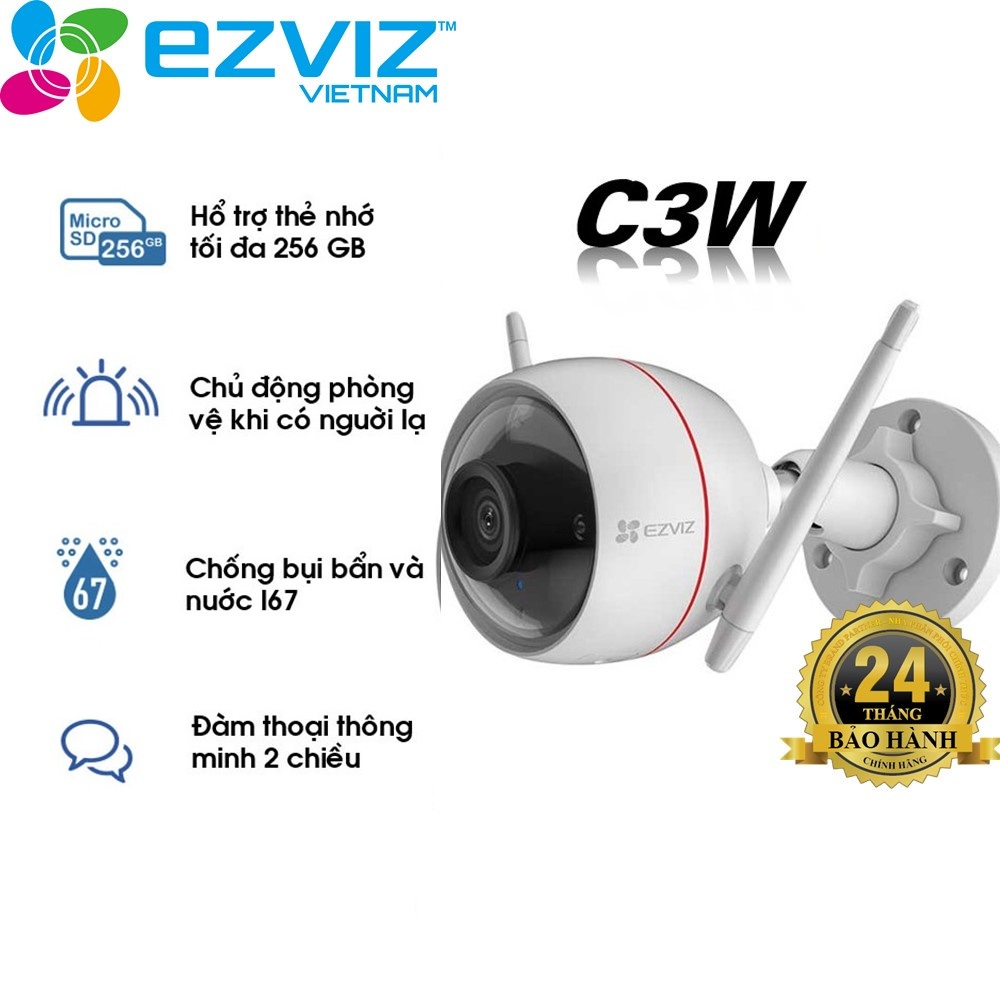 Camera Wifi Ngoài Trời EZVIZ C3W 1080P SIÊU NÉT CÒI HÚ BÁO ĐỘNG + ĐÀM THOẠI