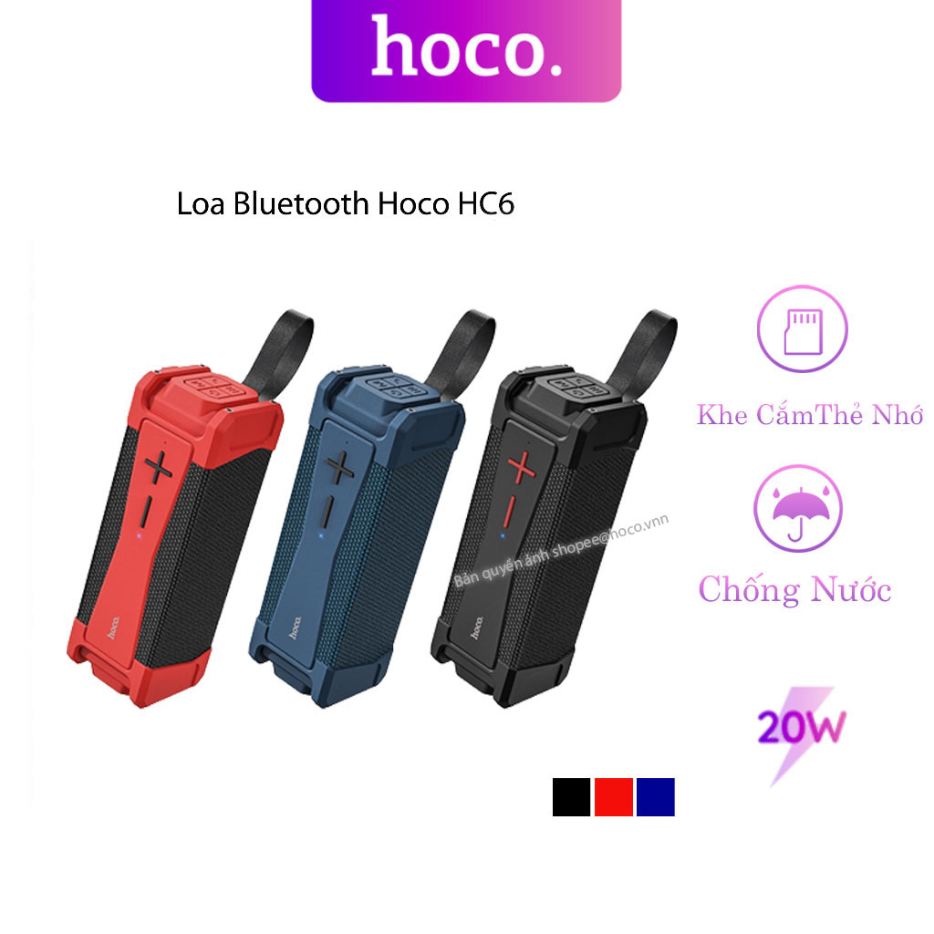 Loa Bluetooth Hoco HC6 Chống Nước Hát Siêu Hay Nghe 6 Giờ chống nước kiểu dáng thể thao pin 4000mAh hỗ trợ FM thẻ TF