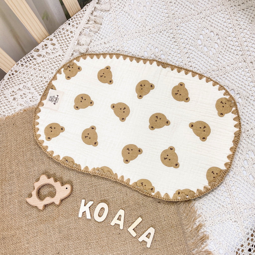 Gối xô lót đầu Koala cho bé sơ sinh làm từ vải muslin cao cấp 10 lớp, mềm mại, êm ái cho bé ngủ ngon