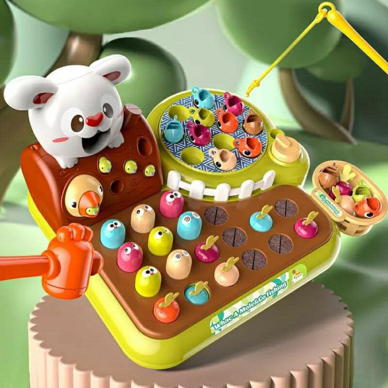 Đồ Chơi Nông Trại Vui Vẻ 4in1 Cho Bé gồm Câu Cá, Đập Chuột, Trồng Cà Rốt cho thỏ ăn, bắt sâu cho chim ăn