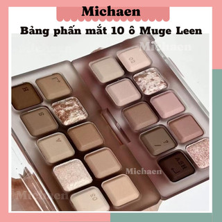Bảng phấn mắt nhũ 10 ô Muge Leen tone nâu tây Michaen