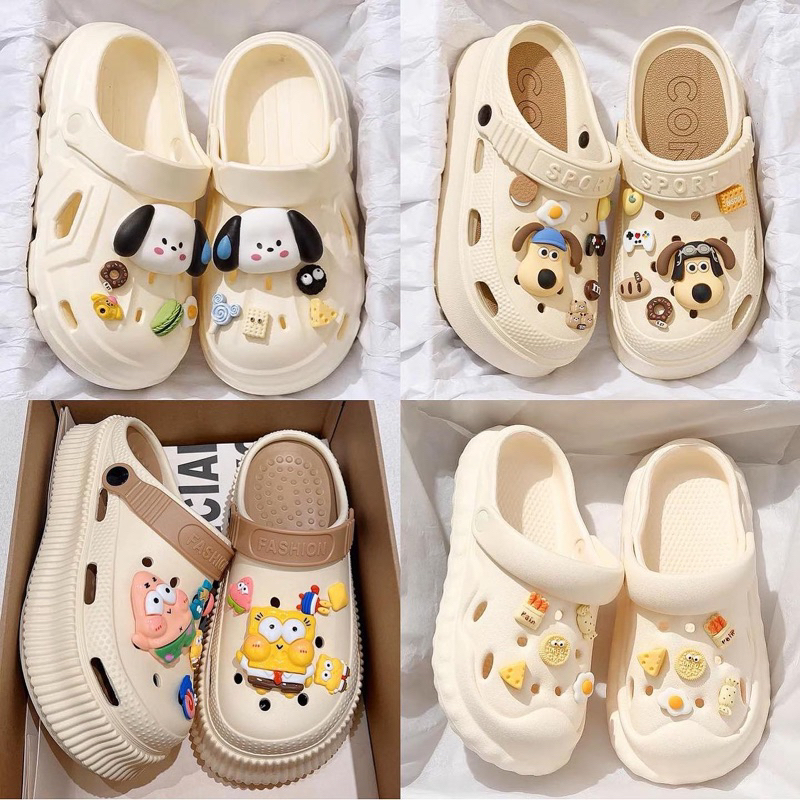 Dép Crocs Đế Cao Hình Dễ Thương Có Mục Chọn Phân Loại